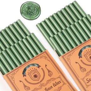 40pcs باين أخضر شمع العصي ، غراء بندقية الشمع العصي لدعوات الزفاف ، مظاريف الرسائل