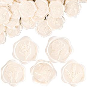 VAIPI 100 Pcs Adhesive Wax Seal Stickers 5 Styles Floral Wax Stickers Antique White Backing Envelope Seal Sticker for Invitation Wedding Shower Birthday Party Letter, Greeting Cards, Gift Wrap