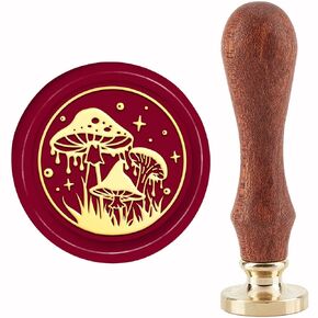 CRASPIRE Mushrooms Wax Seal Stamp Magic Sealing Wax Stamps 30mm Retro Vintage Removable Brass Stamp Head with Wood Handle for Wedding Invitations Halloween Christmas Thanksgiving Gift Packing