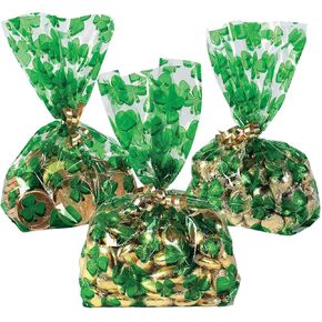Cellophane Shamrock Bags (12 pack) St. Patrick's Day Party Supplies