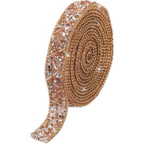 MECCANIXITY 2 Yard 13mm Crystal Rhinestone Diamond Hotfix Ribbon Bling Rhinestones Trim Roll Stickers for DIY Wedding Bridal Dress, Sewing,Phone Decor Blue