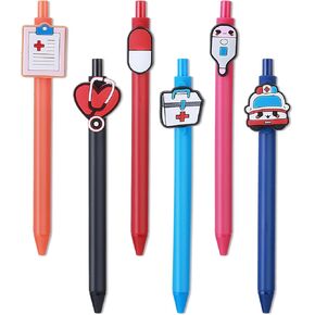 Cute Nurse Pens, 6PCS Funny Cartoon Nurses Pen 0.5mm Retractable Nurse Ballpoint Pens Gift for Nurses Doctors Medical Assistants Students Healthcare Workers Office Appreciation Gift