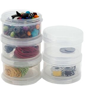 Paylak Containers Storage Small Impact Resistant Stackable Clear 5 For Beads Crafts Findings Small Items 2.50" Round