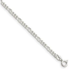 Solid 925 Sterling Silver 2.5mm Figaro Chain