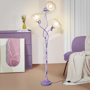 Flower Standing Lamp for Bedroom, Cute Corner Floor Lamp with Flexible Gooseneck,3 Light Floor Reading Lamp with 3 Color Temperatures, Bulbs Included, LED Tall floor Lamp for Living Room Corner(Green)