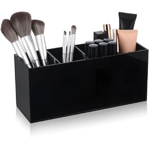 Lurrose Pen Holder for Desk, Office Desk Organizers and Accessories with 4 Slots, Makeup Brush Holder Acrylic Pencil Cup for School, Home,Bathroom Vanity