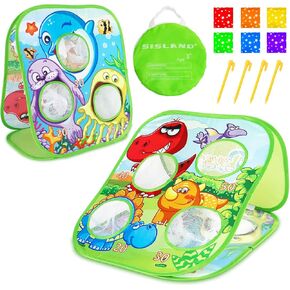 Bean Bag Toss Game Outdoor Toddler Toy, Foldable Portable Dinosaur Corn Hole Game for Kids, Indoor Outside Yard Party Games for Kids Age 3 4 5 6, Gift for Boy Girl Birthday or Christmas