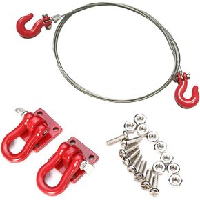 1:10 RC Crawler Tow Hook and Steel Tow Rope for 1/10 SCX10 CC01 D90 D110 TF2 RC Climbing Car Trailer Hook Parts