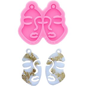 Cute Face Shape Earring Silicone Molds for Making Resin Jewelry Epoxy Resin Molds Earring Jewelry Resin Silicone Casting Molds for DIY Women Earrings, Resin Jewelry, Pendant Craft
