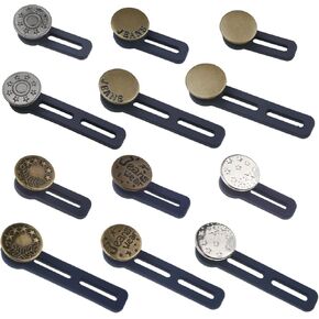 12PCS Button Extenders for Jeans Pants Button Extender for Men Adjustable Waist Extenders for Pants for Women No Sew Jeans Button Extender