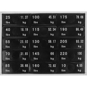 SEWACC 1 Sheet Gym Equipment Weight Sticker Weight Stack Labels 6.83 Lbs to 100 Lbs Weight Block Label Sticker for Weight Machine Attachments Number Sticker