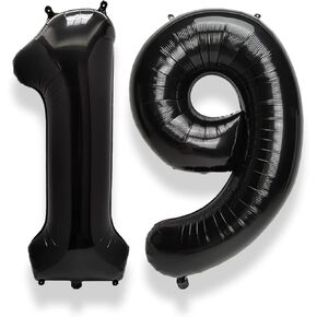 AULE 40 Inch Big Black 2 Balloon Number Large Foil Helium Number Balloons 0-9 Jumbo Giant Happy 2nd Birthday Party Decorations for Boy or Girl Huge Mylar Anniversary Party Supplies