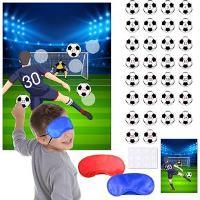 ELECLAND Pin The Soccer Game for Kids, Pin The Soccer on The Goal with Soccer Ball Stickers, Football Party Games Christmas Party Games for Classroom Activities, Football Birthday Decorations