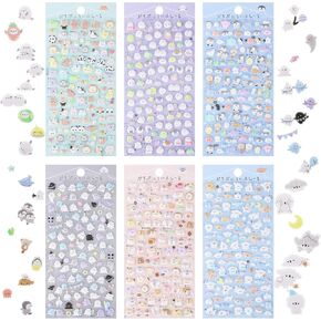 600+ Cute Mini Puffy Stickers for Kids and Adults, 6 Sheets Small 3D Stickers, Adorable Tiny Stickers for Phone Case, Notebook, Scrapbooking
