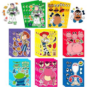 Face Stickers 24 Sheets – Mix of 8 Unique Cartoon Kids Stickers for Parties, Classroom, Kids Art Projects – Cute and Fun Story Toy Stickers Party Favors for Birthday, Special Events