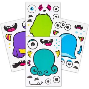 24 Make A Monster Stickers for Kids - Monster Themed Birthday Party Favors & Supplies - Fun Craft Project for Children 3+ - Let Your Kids Get Creative & Design Their Favorite Monster Stickers
