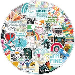 65Pcs Recovery Stickers Pack,Cartoon Aesthetic Vinyl Waterproof Decals for Water Bottle,Laptop,Phone,Skateboard,Scrapbooking,Bumper Decor for Kids Teens Adults Fans for Party Supply Decor