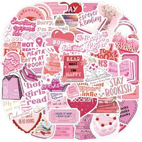 60 PCS Pink Bookish Stickers ، ملصقات كتب لـ Kindle ، ملصقات قراءة Booktok ، ملصقات Kindle الجمالية ، الهدايا الكتب للمرأة ، Girl ، Loving Book (Pink)