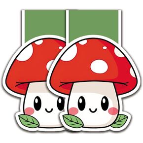 (2Pcs) Cute Mushroom Magnetic Bookmark Book Page Markers Gift for Reading Lover Nerd Book Addict Bookish Reader Student Teacher Office Stationery - Size 2.7"x2.2" When Folded