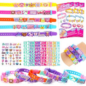 Ambesi DIY Bracelet Making Kit, 12 Pcs Silicone Wristband, Charm Friendship Bracelet Kit for Girls Ages 3+ Years Old, Arts & Crafts Toy, Crafts Set Gift for Girls Kids