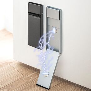 One Touch Door Stopper Kickdown for Botton of Door, Made in Korea, No Drilling, Aluminum Material, Door Holder, Heavy Duty Door Stops, Keep Door Open, Self-Adhesive, (Silver)(1PCS)