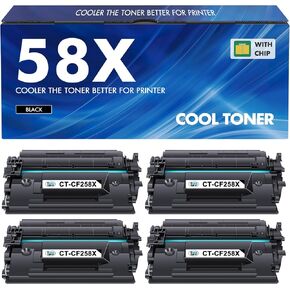 58X 58A CF258X Toner Cartridge Black Compatible Replacement for HP 58X CF258X 58A CF258A Toner Cartridge for HP Laserjet Pro M404n M404dn MFP M428fdw M428fdn M428dw Printer Ink High Yield 4 Pack