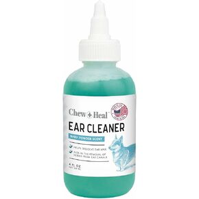 Chew + Heal Dog Ear Cleaner Solution | 4 oz Dropper | Pet Ear Wash for Dogs & Cats to Prevent Infections & Remove Wax | Soothing Aloe, Witch Hazel & Tea Tree Oil | Gentle, Vet-Approved Formula