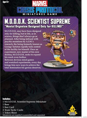 Atomic Mass Games Marvel: Crisis Protocol M.O.D.O.K. Scientist Supreme Character Pack - Unleash Sinister Genius! Tabletop Superhero Game, Ages 14+, 2 Players, 90 Minute Playtime, Made in Saudi Arabia