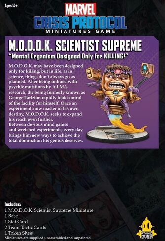 Atomic Mass Games Marvel: Crisis Protocol M.O.D.O.K. Scientist Supreme Character Pack - Unleash Sinister Genius! Tabletop Superhero Game, Ages 14+, 2 Players, 90 Minute Playtime, Made in Saudi Arabia