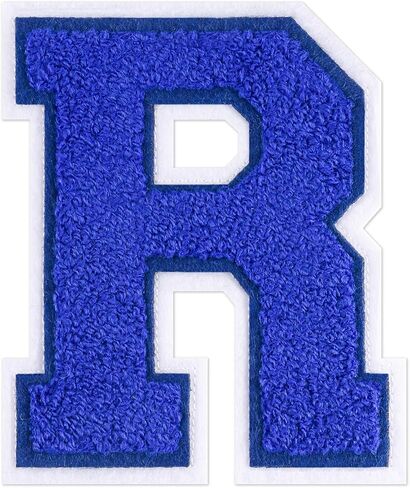Blue Iron On Letters Varsity Letter Patches Large Chenille Iron On Letters for Clothing Iron On Patch for Jacket/Hoodie/Varsity R (6.0") in Kuwait