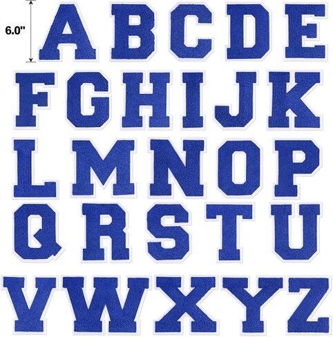 Blue Iron On Letters Varsity Letter Patches Large Chenille Iron On Letters for Clothing Iron On Patch for Jacket/Hoodie/Varsity R (6.0") in Kuwait