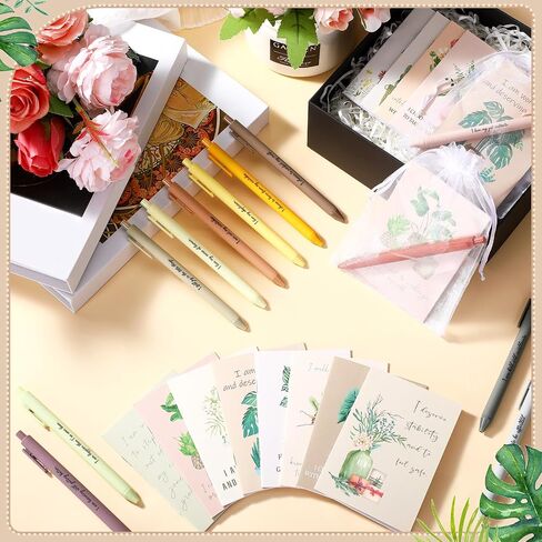 48 PCS التأكيد الإيجابي هدايا مجموعة دفاتر الامتنان مع الأقلام أكياس صغيرة تشجيع التحفيز المفترسة اليومية مجلة التأكيدات لتخفيف الإجهاد هدية الرعاية الذاتية (زهرة) in Kuwait