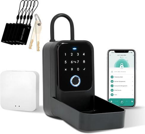 Smart Key LockBox,Bluetooth LockBox with Wi-Fi Hub for Anywhere Access, APP Control&Keys& Fingerprint& Password&IC Crad&Voice Control,6 Unlock Methods Electronic LockBox in Kuwait