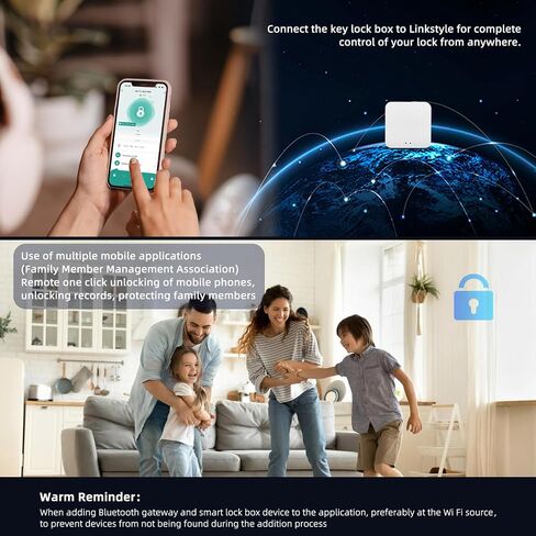 Smart Key LockBox,Bluetooth LockBox with Wi-Fi Hub for Anywhere Access, APP Control&Keys& Fingerprint& Password&IC Crad&Voice Control,6 Unlock Methods Electronic LockBox in Kuwait