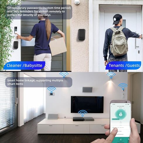 Smart Key LockBox,Bluetooth LockBox with Wi-Fi Hub for Anywhere Access, APP Control&Keys& Fingerprint& Password&IC Crad&Voice Control,6 Unlock Methods Electronic LockBox in Kuwait