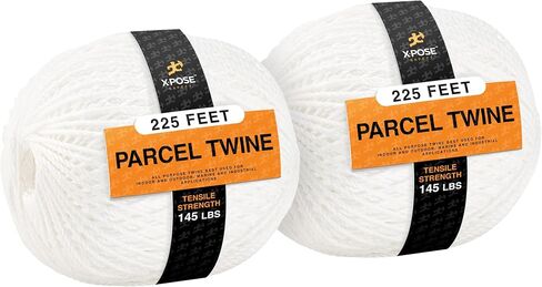 Parcel Twine - Polyester Cord Twine String 225' - Extra Strong Thick White String Spool - Ties Easily and Securely- Packaging Rope, Lacing Cord, Braided Line for Craft Supplies and Packing in Kuwait