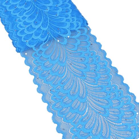 5 Yards Peacock Lace Ribbon with Sequins Stretch Floral Tulle Lace Trim Elastic Webbing Fabric Width 7 Inch for DIY Jewelry Making Craft Gift Wrapping Wedding Party Decor (Orange) in Saudi Arabia
