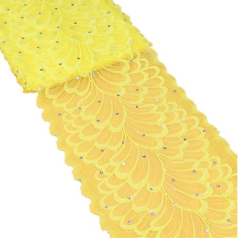 5 Yards Peacock Lace Ribbon with Sequins Stretch Floral Tulle Lace Trim Elastic Webbing Fabric Width 7 Inch for DIY Jewelry Making Craft Gift Wrapping Wedding Party Decor (Orange) in Saudi Arabia