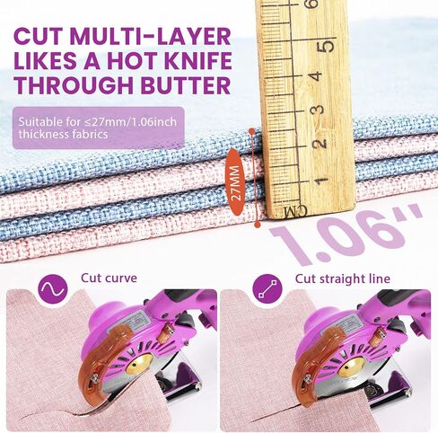 BAOSHISHAN Electric Fabric Rotary Cutter Heavy Duty Speed Adjustable Fabric Scissors 100mm/4inch Round Blade 27mm/1.06inch Thickness Cutting Machine for Multilayer Fabric Leather Cloth Carpet (Blue) in Kuwait
