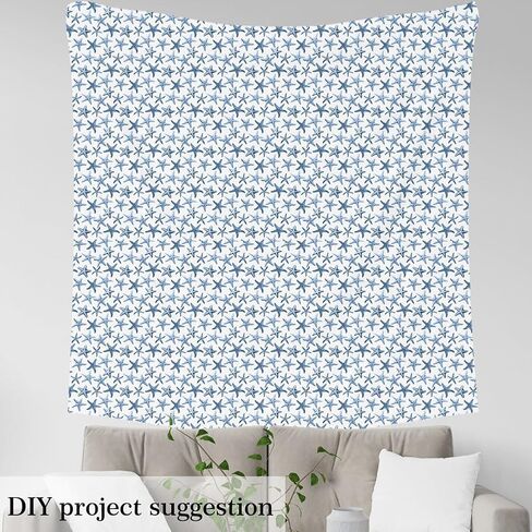 Feelyou Starfish Beach Fabric by The Yard, Coastal Beach Ocean Theme Upholstery Fabric for Chairs,Ocean Marine Nautical Sea Creatures Decorative Waterproof Outdoor Fabric, 1 Yard, Teal Blue in Kuwait