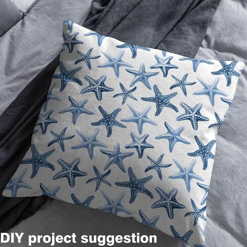 Feelyou Starfish Beach Fabric by The Yard, Coastal Beach Ocean Theme Upholstery Fabric for Chairs,Ocean Marine Nautical Sea Creatures Decorative Waterproof Outdoor Fabric, 1 Yard, Teal Blue in Kuwait