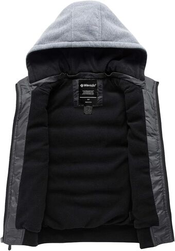 سترة شتوية منتفخة للأولاد من Wantdo مزودة بغطاء للرأس ومقاومة للماء ومبطنة بالصوف بدون أكمام دافئة in Kuwait