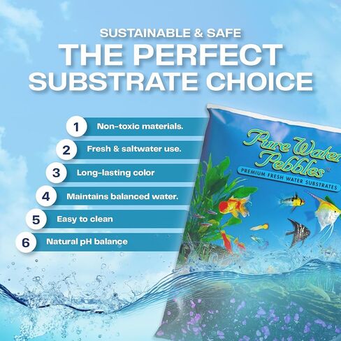 الحصى السمك الأبيض للثلوج - 5 رطل - الركيزة غير السامة ، الملونة ، النابضة بالحياة لأحواض السمك ، التكراريوم ، الأحواض والحرف اليدوية in Kuwait