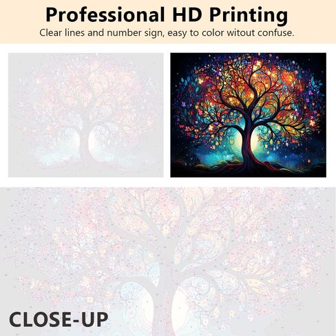 Paint by Number Tree of Life Paint by Numbers for Adult Light Tree Paint by Numbers for Beginner Colorful Tree Paint by Number Kits On Canvas for Home Wall Decor Arts Craft, 16x20inch in Kuwait