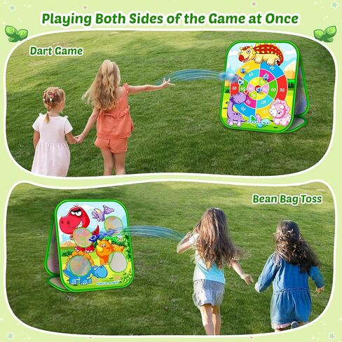 Bean Bag Toss Game Outdoor Toddler Toy, Foldable Portable Dinosaur Corn Hole Game for Kids, Indoor Outside Yard Party Games for Kids Age 3 4 5 6, Gift for Boy Girl Birthday or Christmas in Saudi Arabia