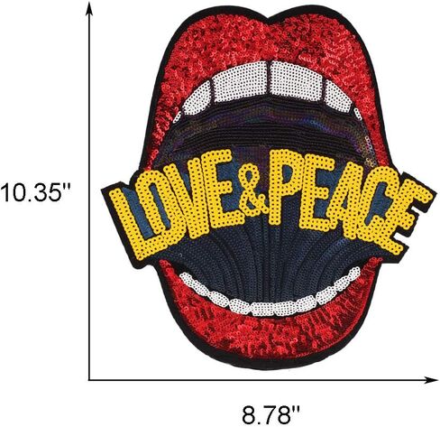 Large Red Mouth Gold Sequin Wing Iron on Patches Appliques Stickers Sew On Embroidered Lip Motif for DIY Clothes Jackets Jeans T-Shirt Pillow Case Sweatshirt Backpack Handbags, 3Pcs/lot in Saudi Arabia