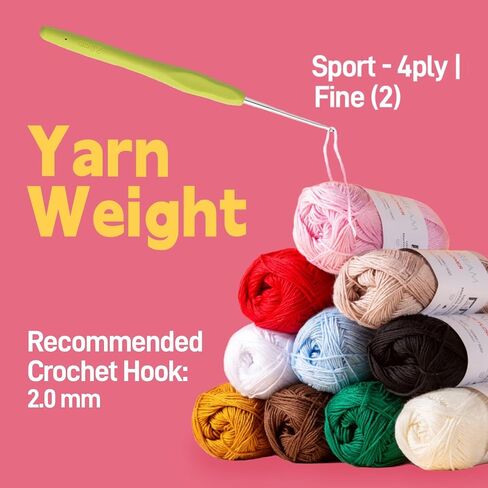 2 Pack of 180YDS/1.76OZ 100% Cotton Yarn, Soft Mercerized Cotton for Amigurumi with Easy-to-See Stitches, Fine-Sport #2, Amigurumi Cotton Yarn for Crocheting Strong and Silky, Green in Kuwait