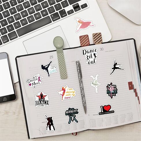 60PCS Dancing Stickers for Water Bottle, Dance Stickers for Scrapbooking, Dance Decals, Girls Dance Party Favors, Dancer Gifts, Dance Teacher Gifts, Perfect Dancer Gifts for Girls Teens (Dance) in Saudi Arabia