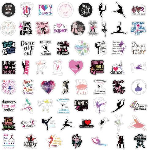 60PCS Dancing Stickers for Water Bottle, Dance Stickers for Scrapbooking, Dance Decals, Girls Dance Party Favors, Dancer Gifts, Dance Teacher Gifts, Perfect Dancer Gifts for Girls Teens (Dance) in Saudi Arabia