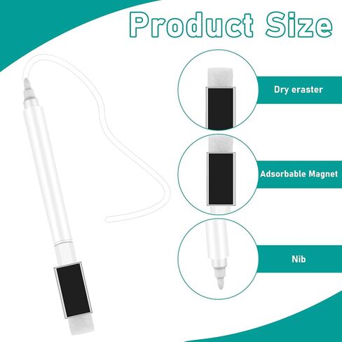 Mozeat Lens 12 Pcs Dry Erase Marker Magnetic White Fine Tip Magnetic Markers Whiteboard Markers with Eraser Marker for White Board Mini Dry erase Markers Dry Erase Pens for Office Home Black in Saudi Arabia